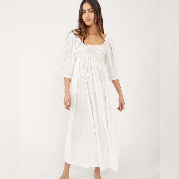 Free People Wedgewood Maxi Dress in ivory NWT - Picture 3 of 7